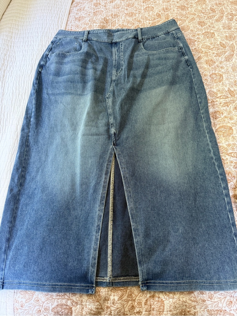 HALARA Blue Denim Straight-Leg Jeans with Front Slit XL New No Tag